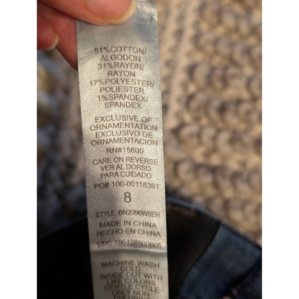 Democracy Ab Technology Skinny Jeans Dark Wash Raw Tulip Hem Size 8 - Picture 6 of 10